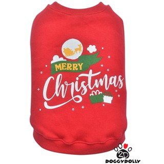 Petcloths -Doggydolly  เสื้อผ้าแฟชั่น เสื้อผ้าสัตว์เลี้ยง เสื้อผ้าหมาแมว เสื้อยืด คอกลม Christmas T-Shirt ขนาด1-9โล T720