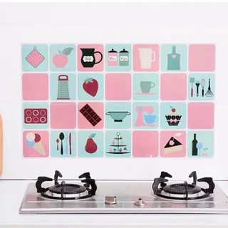 DEMA สติกเกอร์ติดผนังกันน้ำมัน ที่กันน้ำมัน แผ่นฟอยล์กันน้ำ สติกเกอร์ฟอยล์อลูมิเนียม วอลเปเปอร์ สำหรับติดผนังห้องครัว