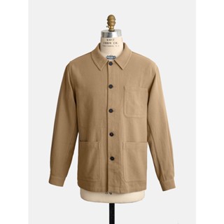 [JBB*] KHAKI BROKEN TWILL COTTON CHORE JACKET เจบีบี แจ็กเก็ต แจ็คเก็ตลำลองผู้ชาย สไตล์วินเทจ เสื้อคลุม ผ้าคอตตอน สีกากี