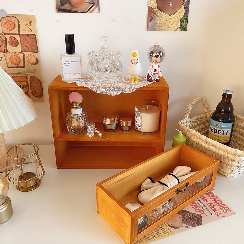 ตู้เก็บของย้อนยุคสีไม้สีเข้มตู้เก็บเครื่องสำอางห้องตู้ขนาดเล็กชั้นวางเครื่องประดับย้อนยุคตู้ไม้เนื้อแข็ง - รูปที่ 6