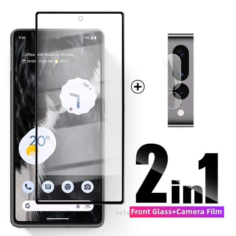 2in1 9H Full Cover Screen Tempered Glass For Google Pixel 9 8 7 6 Pro 8Pro 9Pro 8A 7Pro 9A 7A 6A Pix