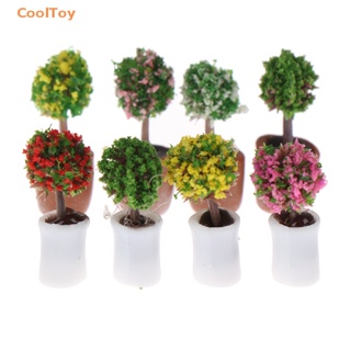 Cooltoy กระถางต้นไม้จิ๋ว สีเขียว สําหรับตกแต่งบ้านตุ๊กตา 1:12 4 ชิ้น