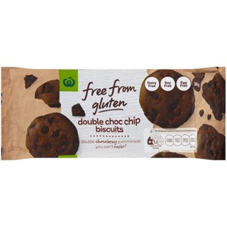 Woolworths Free From Gluten Double Choc Chip 160g. วูลเวิร์ธส์ปราศจากกลูเตนดับเบิ้ลช็อกชิป 160กรัม