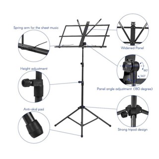 [ส่งจากกรุงเทพนะคะ]ขาตั้งโน้ตดนตรีระดับพรีเมียม ขาตั้งดนตรีสแตนเลส ขาตั้งดนตรี ปรับความสูงได้ด้วยกระเป๋าหิ้วเครื่องดนตรี