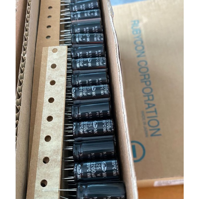 2200UF25V105C ของแท้-ใหม่แกะกล่อง ขนาด13x25mm คาปาซิเตอร์ 2200UF ตัวเก็บประจุ Cอิเล็กโตรไลท์2200UF C