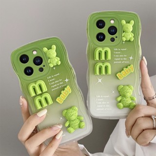 เคสโทรศัพท์มือถือ ซิลิโคนนุ่ม ใส ลายหมีสีม่วง สีเขียว 3D แฟชั่น สําหรับ OPPO A3S A5 A12E A5 A9 2020 A16 A55 A57 A77 A77S F11 A74 A95 A96 A97 5G