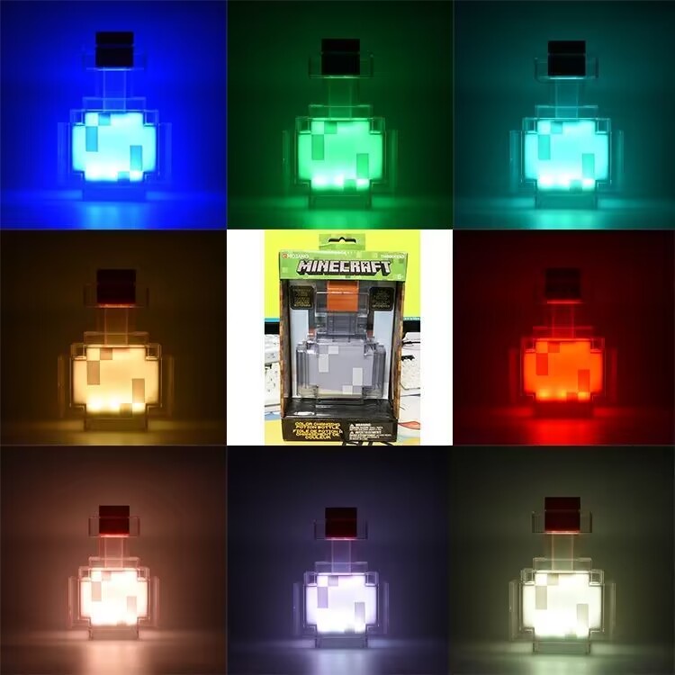Minecraft 8 สีเปลี่ยน Potion ขวดเด็กโคมไฟแบบพกพา NIGHTLight ชายหญิง Action ของเล่นของขวัญวันเกิด