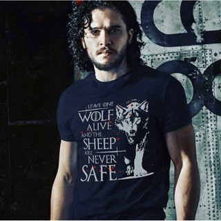 Sanc6 [พร้อมส่ง] เสื้อยืดผ้าฝ้าย 100% พิมพ์ลาย Game Of Thrones A Song Of Ice Fire Stark Dire Wolf พลัสไซซ์ พลัสไซซ์ ของข