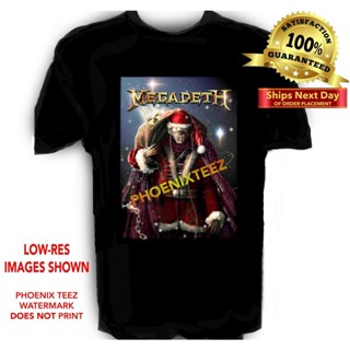 Tmgts1 [พร้อมส่ง] เสื้อยืดแขนสั้นลําลอง ผ้าฝ้าย พิมพ์ลาย Megadeth Santa 6X พลัสไซซ์ ของขวัญวันเกิด สําหรับผู้ชาย XS-6XLส