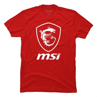 เสื้อยืดผ้าฝ้าย Sanc6 [พร้อมส่ง] เสื้อยืดผ้าฝ้าย 100% พิมพ์ลาย MSI SHIELD โอเวอร์ไซซ์ ของขวัญคริสต์มาส สําหรับผู้ชาย XS-