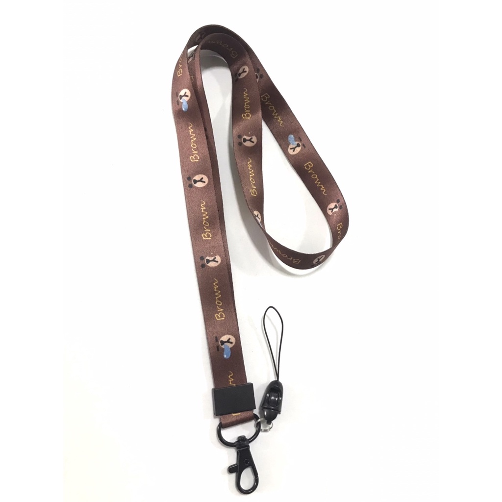 BROWN สายคล้องคอ สายคล้องบัตร ห้อยโทรศัพท์ ลาย BROWN BF น่ารัก มีก้ามปู มีห่วงเล็ก ถอดได้ ขนาดกว้าง 