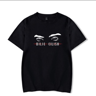 เสื้อยืดพิมพ์ลายแฟชั่น Lint9 เสื้อยืดแขนสั้น พิมพ์ลายนักร้อง Billie Eilish Pop Singer Ocean Eyes พลัสไซซ์ สําหรับผู้ชาย