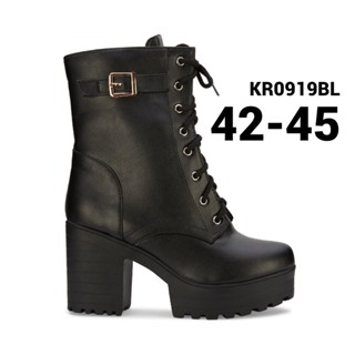 รองเท้าบู๊ทไซส์ใหญ่ 43 บู๊ทมัฟฟิน สีดำ แบบผูกเชือก Boot ไซส์ใหญ่ CHOWY KR0919BL