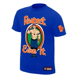 เสื้อยืดผ้าฝ้าย 100% พิมพ์ลาย John Cena Respect Earn It Royal พลัสไซซ์ พลัสไซซ์ ของขวัญคริสต์มาส สําหรั