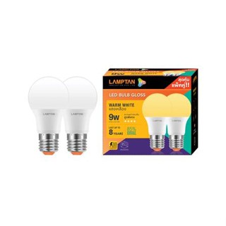 หลอด LED LAMPTAN BULB GLOSS 9 วัตต์ E27 วอร์มไวท์ แพ็ค 2 ชิ้น