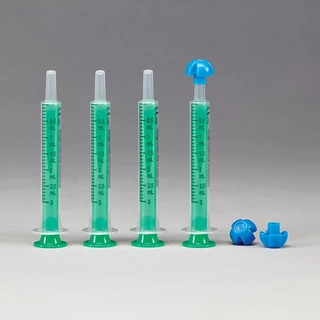 ไซริงค์ป้อนอาหาร / ยา หลากสีแบบใช้ซ้ำได้ พร้อมฝาครอบ Colored Reusable Oral Syringes with Tip Cap จากอเมริกา ราคาต่อชิ้น