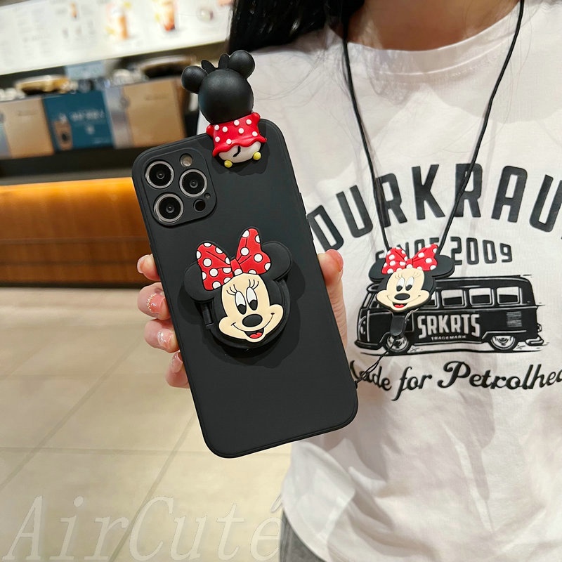 เคส Huawei Y7A Y6P Y9 Y9S Y7 Y6 Y6S P30 Nova 3i 5T 9 10 SE Y70 Y61 Nova3i Nova5T Nova9 Nova10 NovaY70 NovaY61 HuaweiP30 Huaweiy9 Huaweiy7 PRO2019 huaweiy6 Pro Prime 2019 2020 Protect Camera Black Mouse Doll Soft Case With Popsocket Lanyard - รูปที่ 3