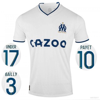 ใหม่ เสื้อยืดกีฬา แขนสั้น ลายทีมฟุตบอล Marseille Away 22-23 พลัสไซซ์