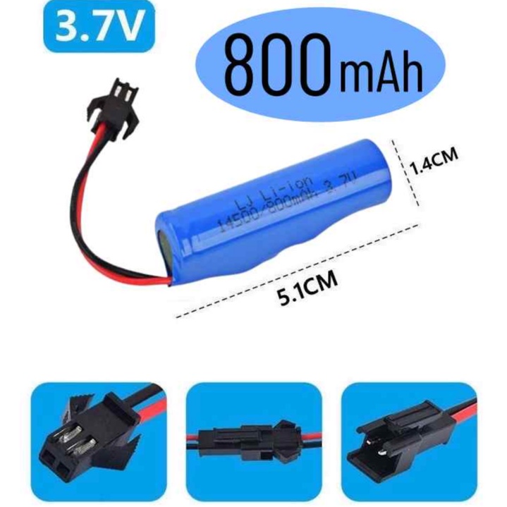 แบตเตอรี่รถบังคับ 3.7v ความจุ 800mAh แบตเตอรี่ชาร์จ แบตรถดั้ม แบตรถไต่หิน