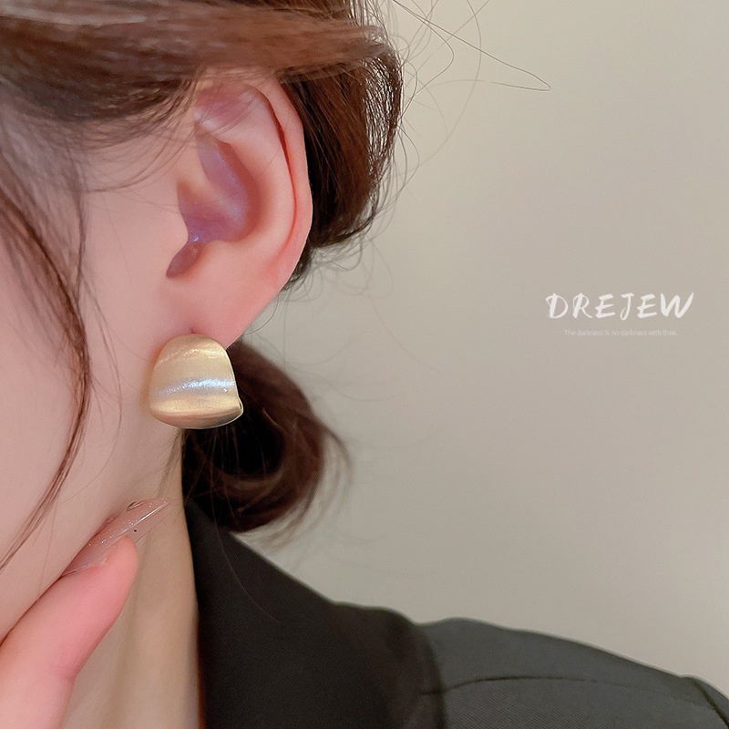DREJEW ต่างหูเข็มเงิน 925 ทรงโค้ง ทอง 18K สไตล์ญี่ปุ่น และเกาหลี เรียบง่าย สําหรับผู้หญิง - รูปที่ 4