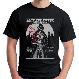 เสื้อยืดผ้าฝ้าย แขนสั้น พิมพ์ลาย Velocitee Jack Ripper London Killer V197 โอเวอร์ไซซ์ โอเวอร์ไซซ์ ของขว