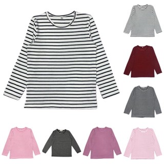 เสื้อคอกลมเด็กแขนยาว ริ้ว เด็กชาย-หญิง อายุ1-6 ขวบ Striped Long Sleeve T Shirt for Kids