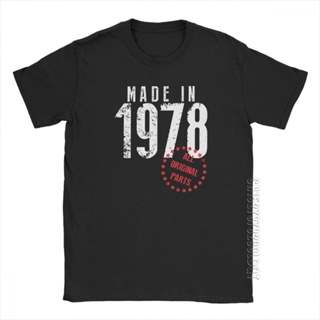 เสื้อโอเวอร์ไซ ทําในปี 1978 ทุกส่วนเดิมวันเกิดเสื้อยืดครบรอบปีแปลกใหม่เสื้อยืดสําหรับผู้ชายแขนสั้นเสื้อผ้าเสื้อยืดทีเชิ้