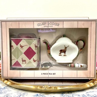 Spode Glen Lodge 3 pcs Tea Set กระปุกชา ช้อน ที่วางถุงชา