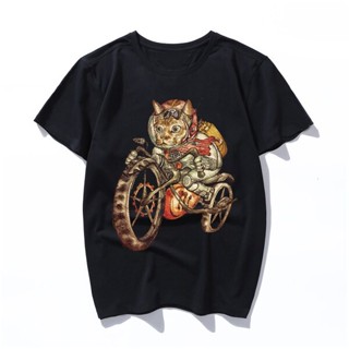 เสื้อยืด พิมพ์ลายการ์ตูนแมว berserk steampunk สไตล์วินเทจ ฮาราจูกุ สําหรับผู้ชาย