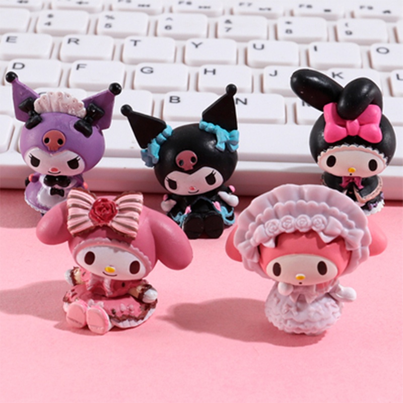 5 ชิ้น / เซต การ์ตูน Sanrio Kawaii อะนิเมะ My Melody Kuromi เค้ก Topper ของเล่น น่ารัก เค้ก DIY เครื่องประดับตกแต่งตุ๊กตา
