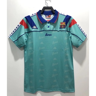 เสื้อกีฬาแขนสั้น ลายทีมชาติฟุตบอล Barcelona 92 95 S-XXL ชุดเยือน AAA สไตล์เรโทร คลาสสิก