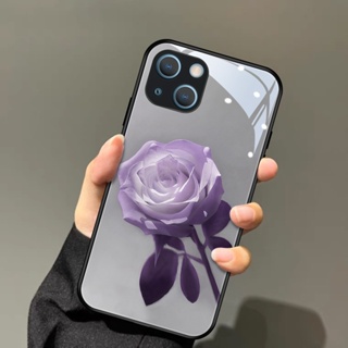 Dmy เคสกระจกนิรภัย ลายดอกไม้ สําหรับ iphone 14 pro 13 mini 12 pro max 11 XS max XR X 6 plus 6s 7 8 plus