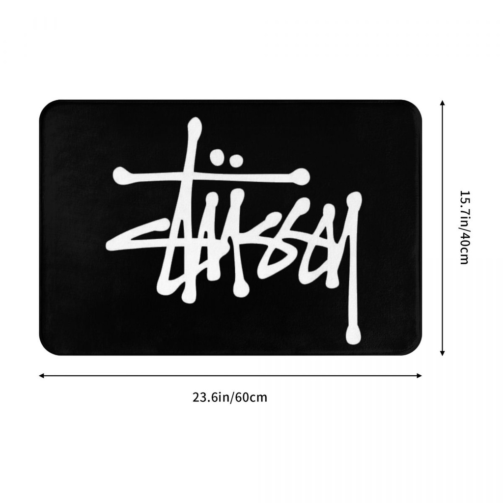 พร้อมส่ง พรมเช็ดเท้า ผ้าสักหลาด ลายโลโก้ Stussy กันลื่น ดูดซับน้ํา แห้งเร็ว 16x24 นิ้ว สําหรับห้องน้ํา ห้องนั่งเล่น โซฟา ห้องนอน พื้นห้องน้ํา