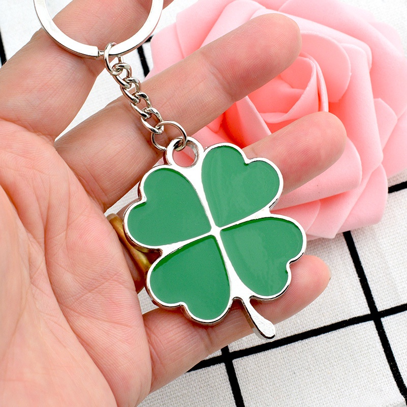 แฟชั ่ นสี ่ Leaf Clover Key Chain สีเขียวแหวนโลหะโชคดี Keychians กระเป ๋ าเครื ่ องประดับ Key อุปกรณ ์ เสริม ราคา ถูกที่สุด ดีลบีเคเค แกลเลอรีภาพที่ 5