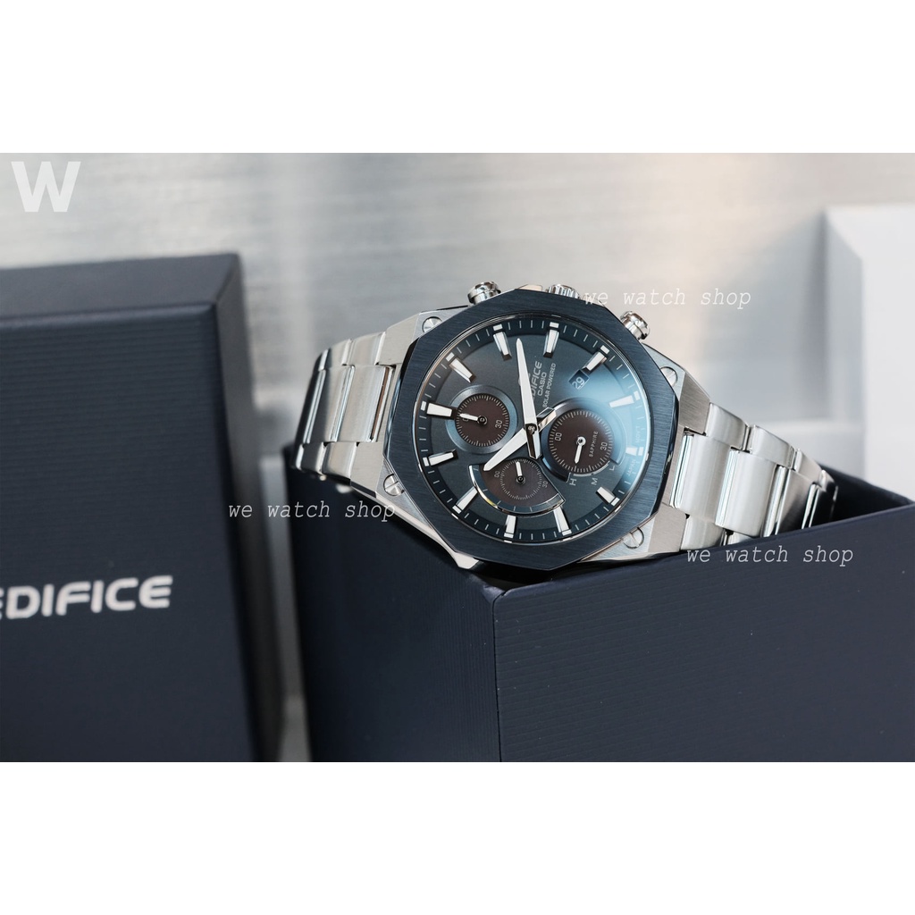 รับประกันศูนย์ไทย CMG EDIFICE ของเเท้ รุ่น EFS-S570D-1AUDF สีเงิน สายสแตนเลส จอสีดำ หน้าปัด Sapphare
