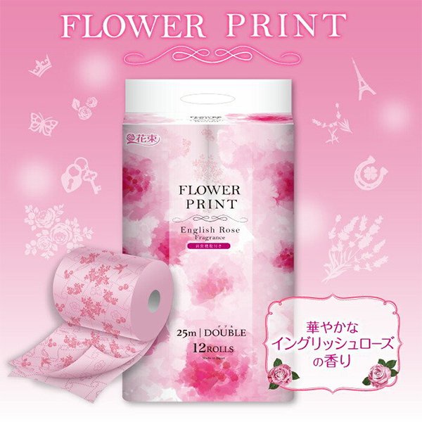 Marutomi Flower Print กระดาษชำระ ทิชชู่ ลายดอกไม้ กลิ่นกุหลาบ เหนียว หนานุ่ม ซึมซับดี ไร้ฝุ่น อ่อนโยนต่อผิว กลิ่นหอม - รูปที่ 4