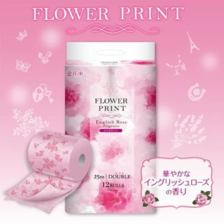 Marutomi Flower Print กระดาษชำระ ทิชชู่ ลายดอกไม้ กลิ่นกุหลาบ เหนียว หนานุ่ม ซึมซับดี ไร้ฝุ่น อ่อนโยนต่อผิว กลิ่นหอม