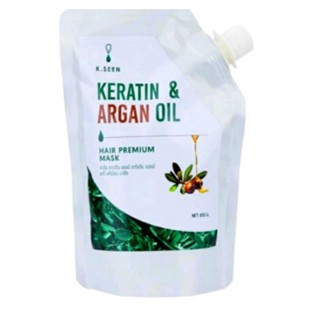 k.seen keratin&amp;argan oil hair premium mask เคราตินหมักผม 450g. เคซีน เคราติน อาร์แกนออยล์ 450กรัม