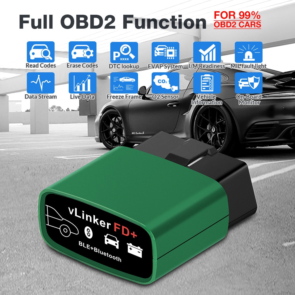 Vgate vLinker FD+ ELM327 V2.2 Forscan สําหรับเครื่องสแกนเนอร์บลูทูธ ELM 327 wifi OBD 2 OBD2 รถวินิจฉ