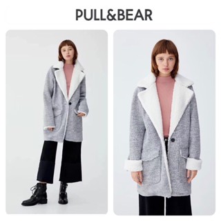 โค้ทกันหนาว เสื้อโค้ทผู้หญิง โค้ทKnitting  Overcoat โค้ทสีเทาอ่อน แบรนด์ 🌟  PULL&amp;BEAR  🌟 แท้💯%  โค้ทอุ่นๆ (WY864）