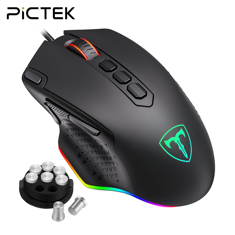PICTEK PC257 Wired Gaming Mouse 12000 DPI RGB Backlit Game Mouse 10