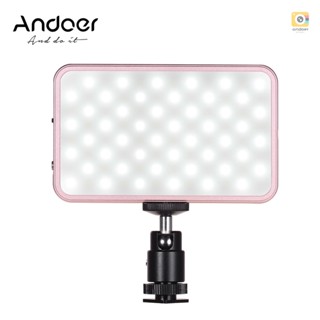 Andoer FL-08 Mini LED Video Light Panel Photography Fill-in Light 3000K-5500K Dimmable Built-in Rechargeable Battery with Cold Shoe Mount Adapter for    DSLR Camera