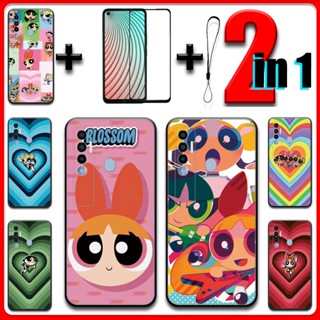 เคส 2 IN 1 สําหรับ Tecno Spark 7 Pro พร้อมกระจกนิรภัยกันรอยหน้าจอเซรามิก Powerpuff Girls