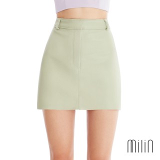 [MILIN] Day to Day Skirt High-waisted faux leather skirt กระโปรงเอวสูงหนังเทียม