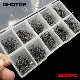 500pcs Fishing Hook Set Coated High Carbon Stainless Steel Thorn Strong Durable Feng Carp Hook Sharp Flat Fishhook 3#-12#