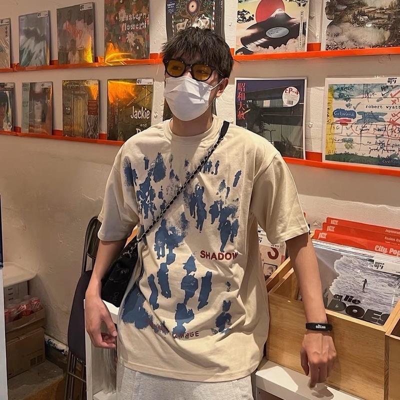 เสื้อยืดผู้ชายโอเวอร์ไซส์ shadow อปป้า เกาหลี