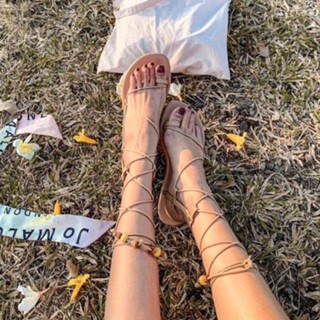 25twentyfives (ส่งฟรี!!) Gemma Lace up Sandals  รองเท้าเชือกพันขาตอกหมุด