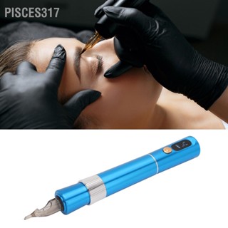 Pisces317 Wireless Charging Microblading Machine 600mAh Coreless Motor Eyebrow Eyeliner Lip Tattoo 100‑240V Blue