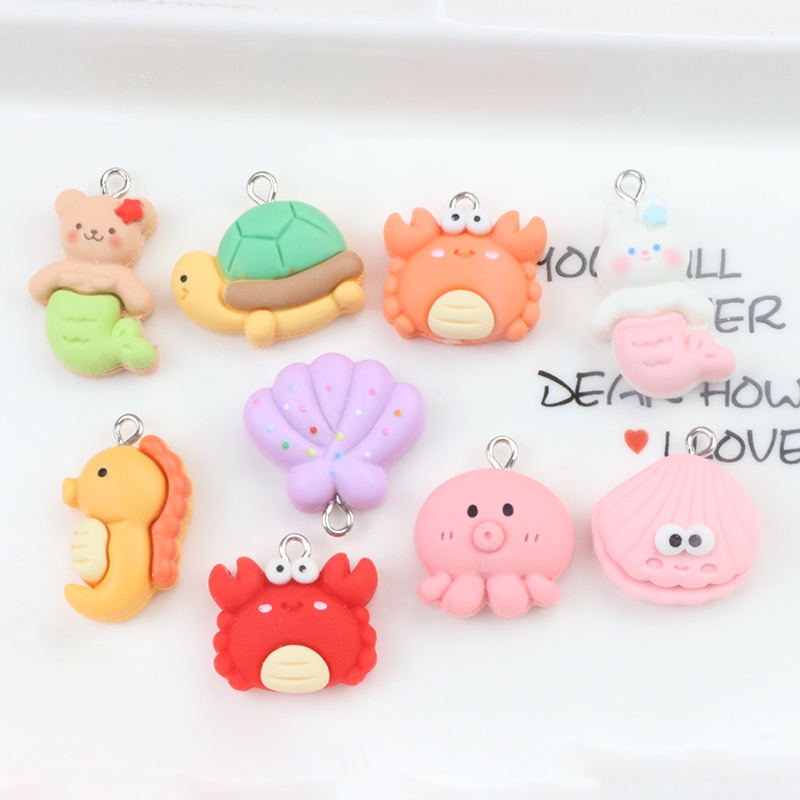 จี้เรซิ่น รูปปลาหมึกทะเล ปู เต่า ปลาหมึก ขนาดเล็ก แฮนด์เมด diy สําหรับทําเครื่องประดับ สร้อยคอ ต่างหู พวงกุญแจ