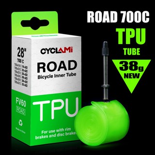 Cyclami ยางในรถจักรยาน TPU เบาพิเศษ 38 กรัม 700x18 25 28 32 ความยาว 60 มม.